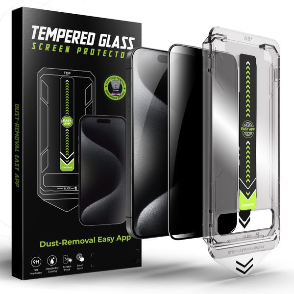 Automatic Alignment dust Proof Anti static privacy Tempered Glass Screen Protector With Dust Free Mount For Iphone 15 Pro Max 16