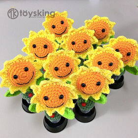 Shenzhen Lechi Creative Industrial Co., Ltd. Sunflower Car Accessories Dashboard Decorations, Crochet Smiley Shaking Sun Flowers Bobblehead Dashboard Car Decor Gifts Factory