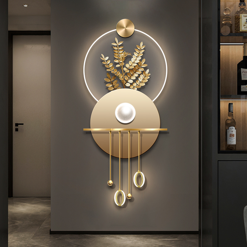 wholesale wall led decor art Luxury golden Metal light for home Acrylic decorative painting hanging decorations for Home