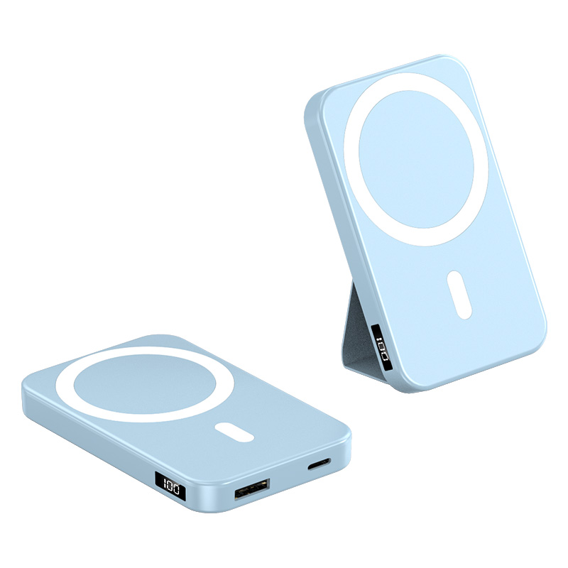 Wholesale Private mould design portable wireless magnetic mini power bank with holder for smart phones A89