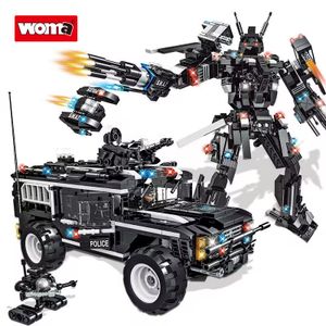 WOMA TOYS C0553 SWAT City Police Car Mech 2 in 1 Robot Building Block Bricks Construction Toy