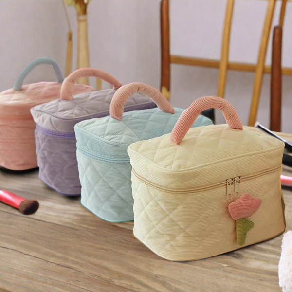 Wholesale Women's Corduroy Cosmetic Bags & Cases Custom Large Capacity Travel Cosmetic Pouches Perfect Makeup Organizer