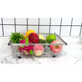 Scurridor Basket For Sink Collapsible Sink Colanders And Strainers Basket Hanging Sink Soap Sponge Holder Drain Basket