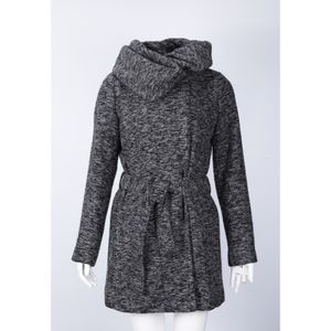 2024 New Arrival Women's Long Winter Woolen Jacket Trench with Belt Dark Grey Heather Color Hoodie Faux Wool Coat