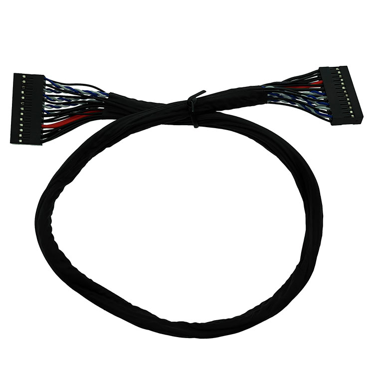Custom 500mm LVDS Wire Harness Dupot 2.54 2*30pin Twisted LVDS Cable UL1007 22AWG+26AWG+Acetate Tape  Automotive Cable Assembly