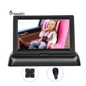 Podofo 4.3'' Car Baby Monitoring Video Folding Screen Mirror Rear Facing Seat Baby For Viewing Infant Reversing Camera Monitor