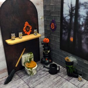 Miniature 1:12 Scale Bathroom Furniture Toy with Halloween Decoration for Dollhouse Collection