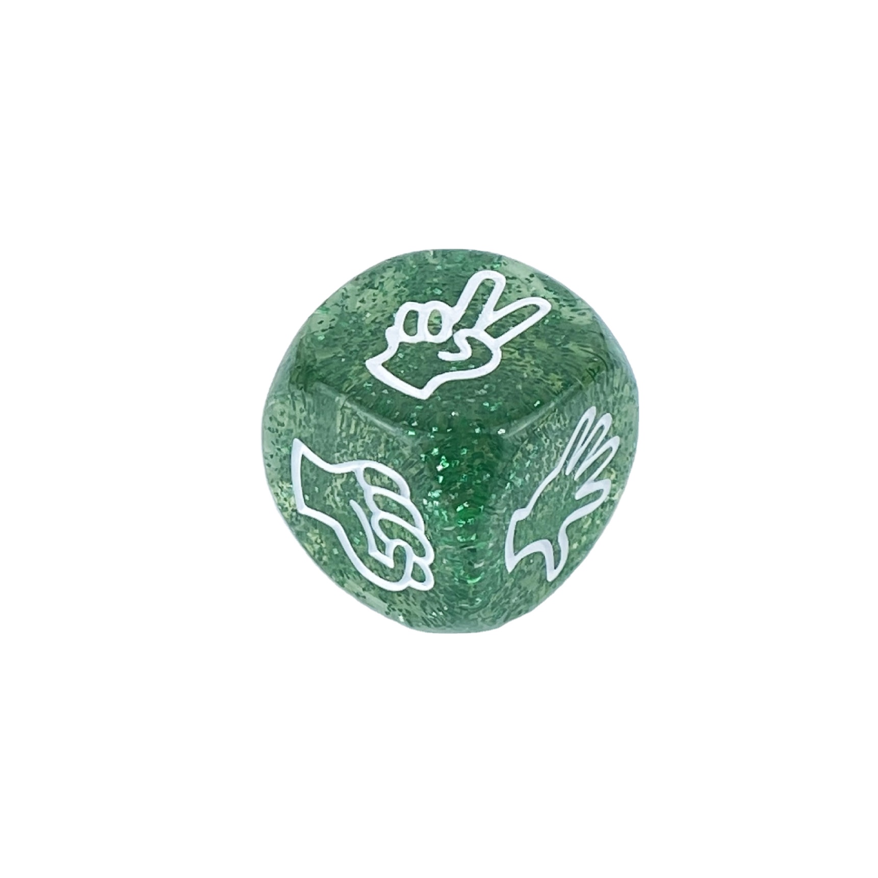 Glistening 20mm 6 sides acrylic PMMA transparent flash powder colors stone rock paper scissors finger guessing game dice cube