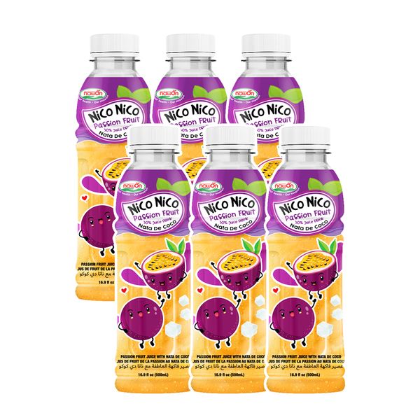 Passion Fruit Juice with Nata De Coco Cube Drinks 500Ml PET Bottle Wholesale Juice Brand NICO NICO Vietnam Beverage Manufacturer