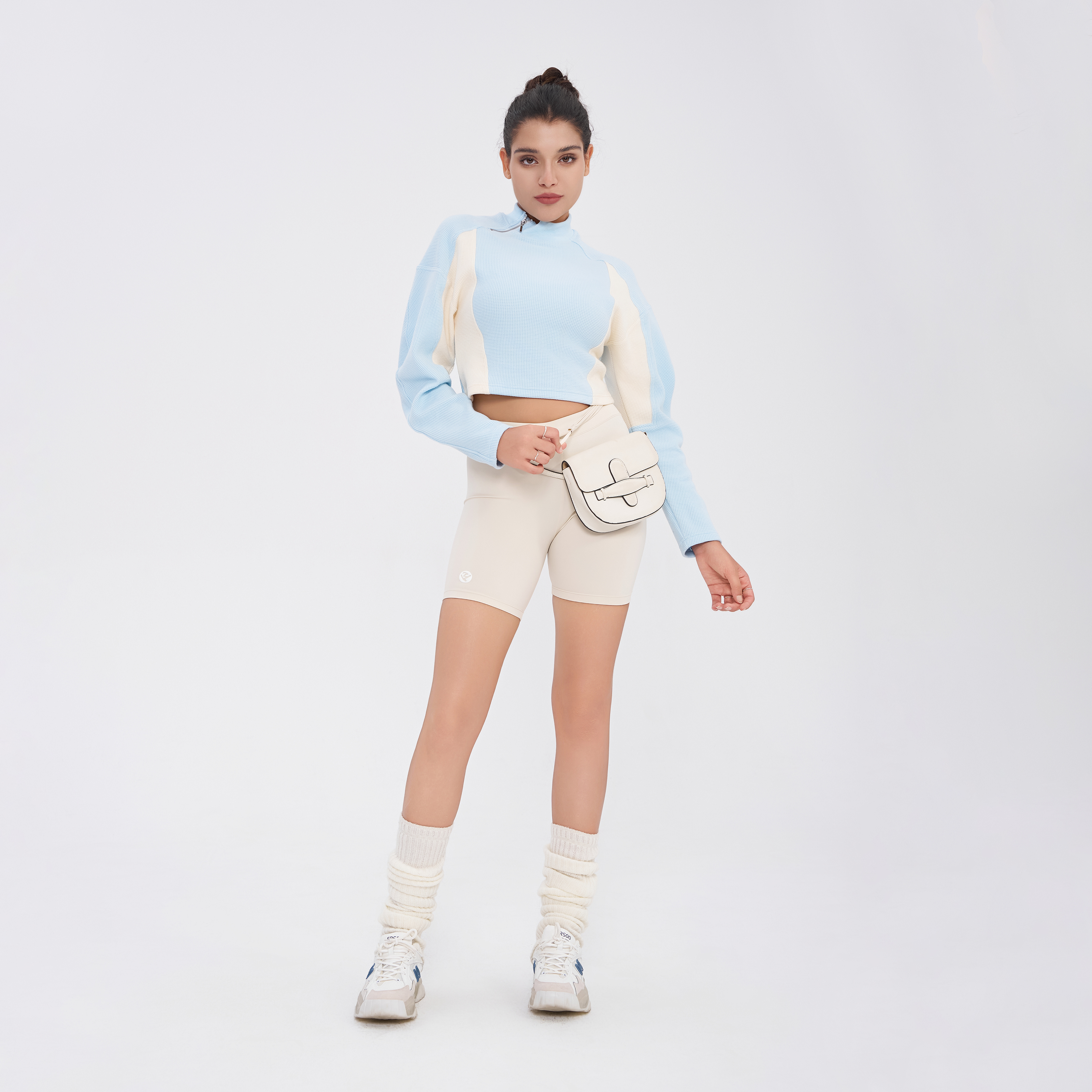 Women's fall clothes 2024 custom logo fleece turtleneck sweatshirt women premium pullover cropped color block sweatshirts