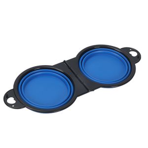 Wholesale Portable Double Bowl Outdoor Pet Feeder Black Frame Silicone Cross-Border Supply One Dog Usage Food Oriented