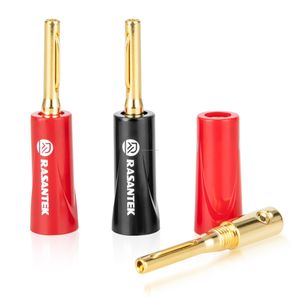 RASANTEK 24K Gold Plated Brass Pogo Pin Banana Connector Hi-end Audio Video 4MM Banana Plug for Speaker Cable