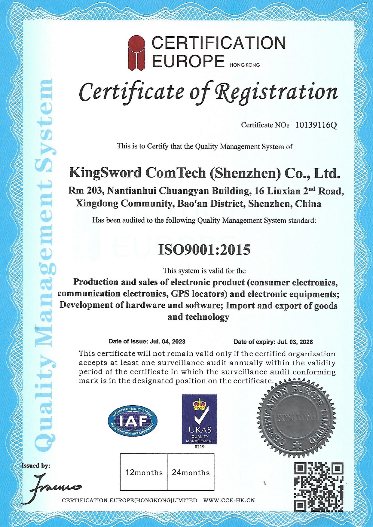 KingSword ComTech (Shenzhen) Co., Ltd. GPS Tracker