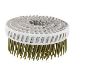 CORUS® 1-3/4" x .090" Ring Shank Stainless Steel 316 Grade 15° Sand Blasted Head Plastic Inserted Coil Nails