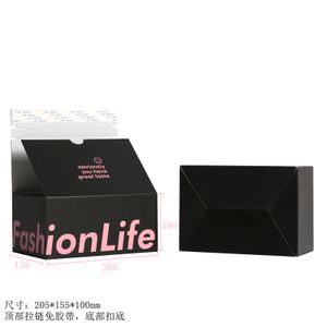 Customized Cardboard Box Tear To Open Tear-Off Strip Zipper Zip Cardboard Mailer Paper Box T shirt Packaging Box
