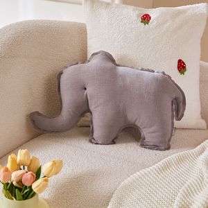 INS New Ramie Pillow Bedroom Sofa Cushion Children's Room Decoration Elephant Polar Bear Whale Hippopotamus Doll