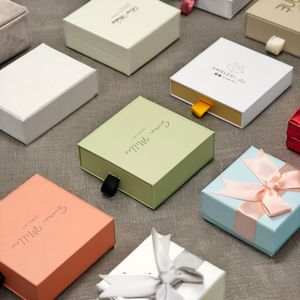 Luxury Drawer Jewellery paper Packaging Box with Custom Logo Pink Velvet Gift Box for Rings Earrings Bracelets Necklaces
