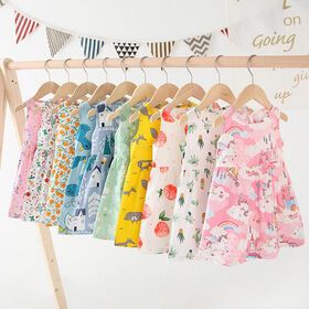 Children Girl Clothing Kids Clothes Flower Girls Dress with Floral Print Wear Vendor Designers Summer Custom Wholesale Big Kids