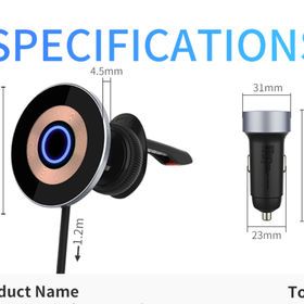Wireless charger + car charger, 2 in 1, magnetic phone charger holder, high power in car USB charger