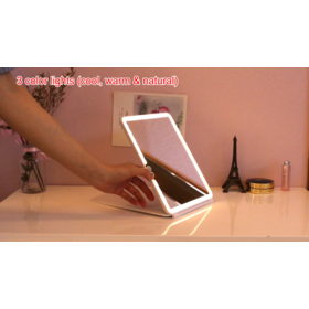 Hot Sale Travel iPad Makeup Mirror Square Folding LED Lighted Make Up Mirror with LightPopular