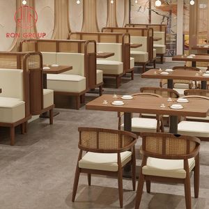 Custom coffee shop fast food restaurant sofa bench commercial cafe wood restaurant booth seating furniture table and chairs set