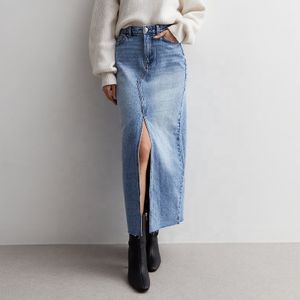 GDTEX custom denim skirt women split hem long jean skirts women maxi skirts
