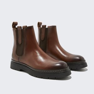 Custom Winter Business Dress Leather High Ankle Chelsea Boots For Men