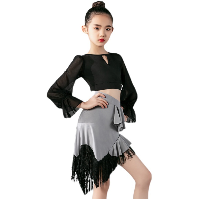 Two-Piece Latin Dance Costumes Practice Dancewear Multiple Colors Professional Ballroom Performance Dancing Skirt