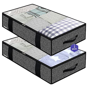 Foldable Under Bed Bags Large Under Bed Storage Boxes Thick Breathable Underbed Clothes Storage Bags Zippered Organizer
