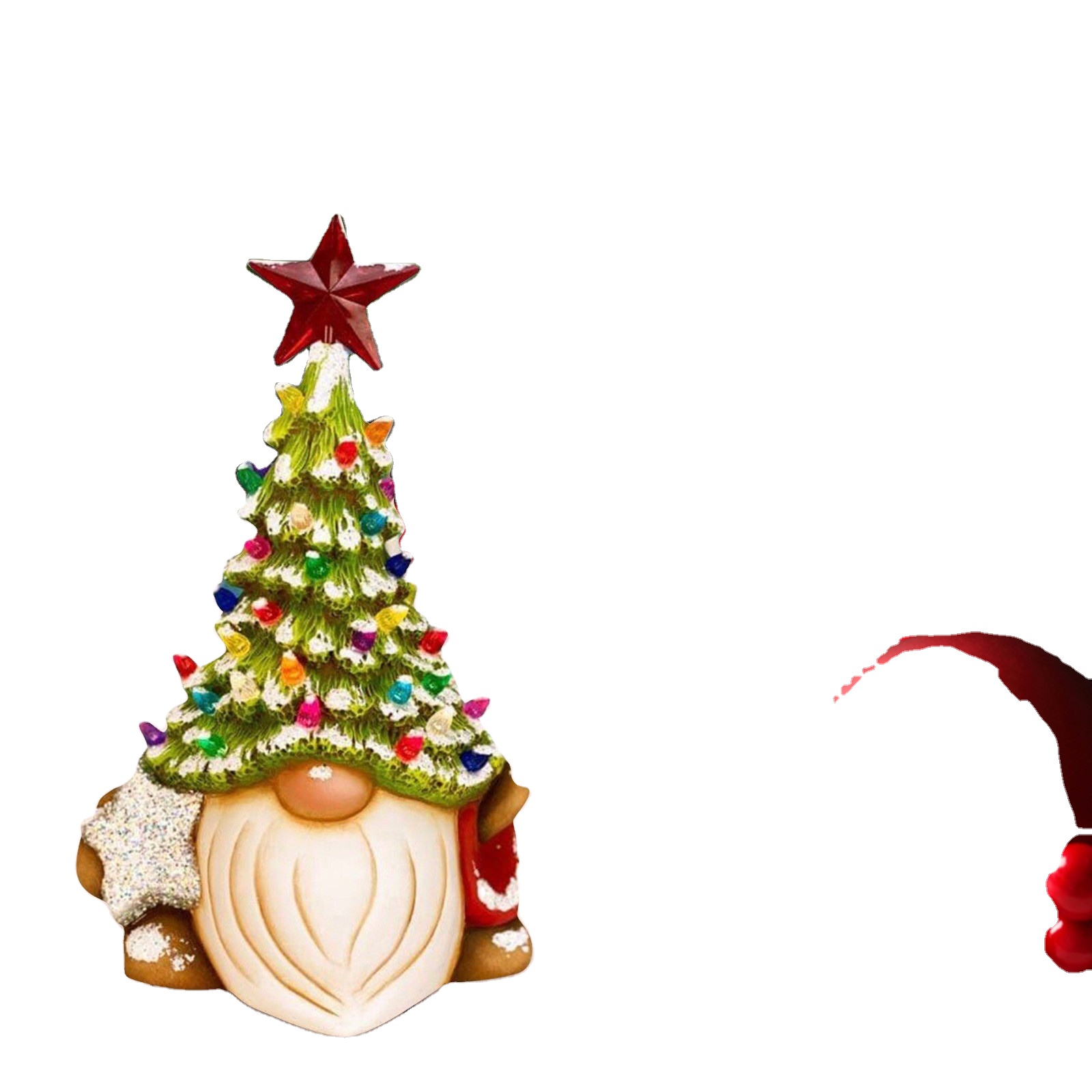 Yiwu Fengzhi Crafts Co., Ltd. Fengzhi Factory Dwarf Christmas Tree Tabletop Decoration Resin Crafts Family Party Holiday Sculpture for Christmas Figurines