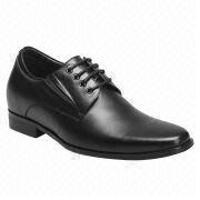 Wholesale in bulk height increasing black cow leather handmade pointed toe dress shoes for men