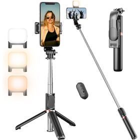 Old Shark Selfie Stick Tripod with Fill Light, Extendable Selfie Stick & Flexible Phone Tripod Stand with Wireless Remote