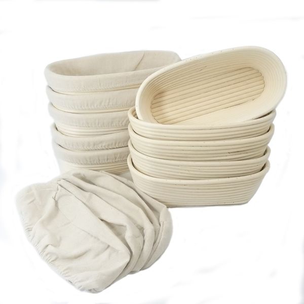 Wholesale 8/9/10 inch Indonesia Oval Bread Rattan Banneton Proofing Baskets for Sourdough Baking Baker with liner