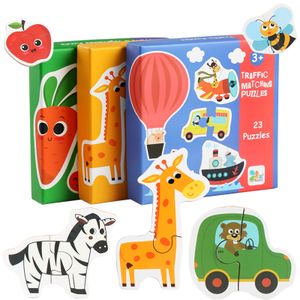 Hot Selling Baby Early Learning Cognition Animal Fruit Traffic Educational Puzzles 3D For Children Matching jigsaw Toys