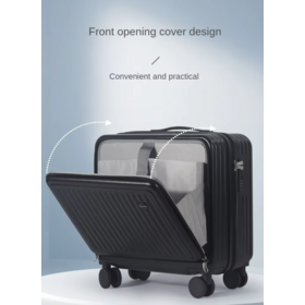 Factory direct Simple Front Open Suitcases with Men Women Spinner Wheels Travel Trolley Luggage with Laptop pocket Compartment