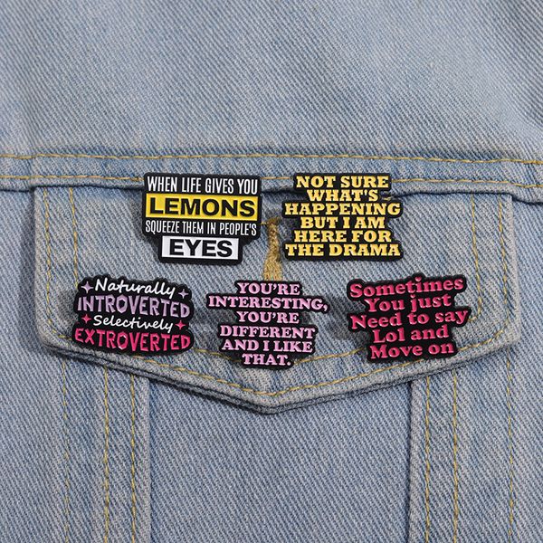 Life Philosophy Sentences Metal Pin Custom Positive Quote Brooches Lapel Enamel Pins Badge Sets Dropshipping