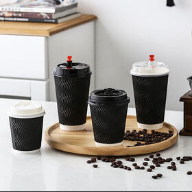 Paper Cup Customized Printed Biodegradable Disposable Ripple Wall Paper Cups Rippled Coffees Paper Cup With Lid For Hot Drink