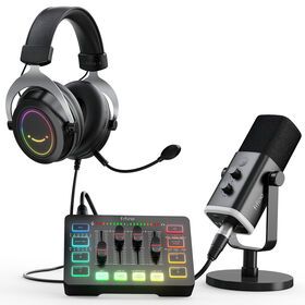 Fifine Professional USB Microphone Monitor Headphone With Sound card Soundcard Audio Mixer