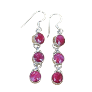 Earrings Jewelry for Women Ruby Indian 925 Solid Sterling Silver Earrings Dangle Girls Fashion With Fashionable Stamp for Gifts