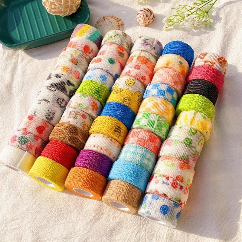 Jinjiang City Debahaoyong Packaging Co., Ltd. Factory Wholesale Non-Woven Cohesive Bandage Self-Adhesive Paw Heart Print Waterproof Pressure-Sensitive Bandage for Animals