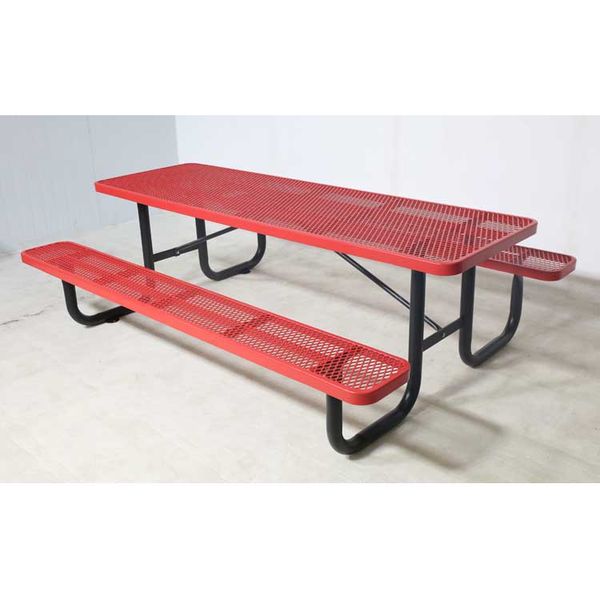 outdoor commercial luxury large steel picnic table with bench school restaurant outside patio 72 inch 96 inch metal dining table