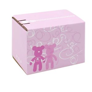 Wholesale Gradient Pink Bear Pattern Cosmetics Perfume Lingerie Clothing Zippable Gift Boxes