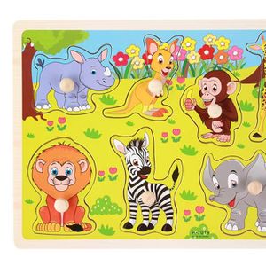 Wholesale Custom Children Cartoon Animal Wood Toddler Puzzles Educational Learning Toys Wooden Puzzle Toys