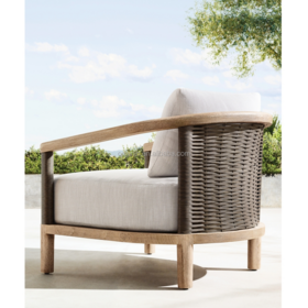 Contemporary classical premium-grade teak garden sofa set furniture luxury wicker outdoor wooden furniture