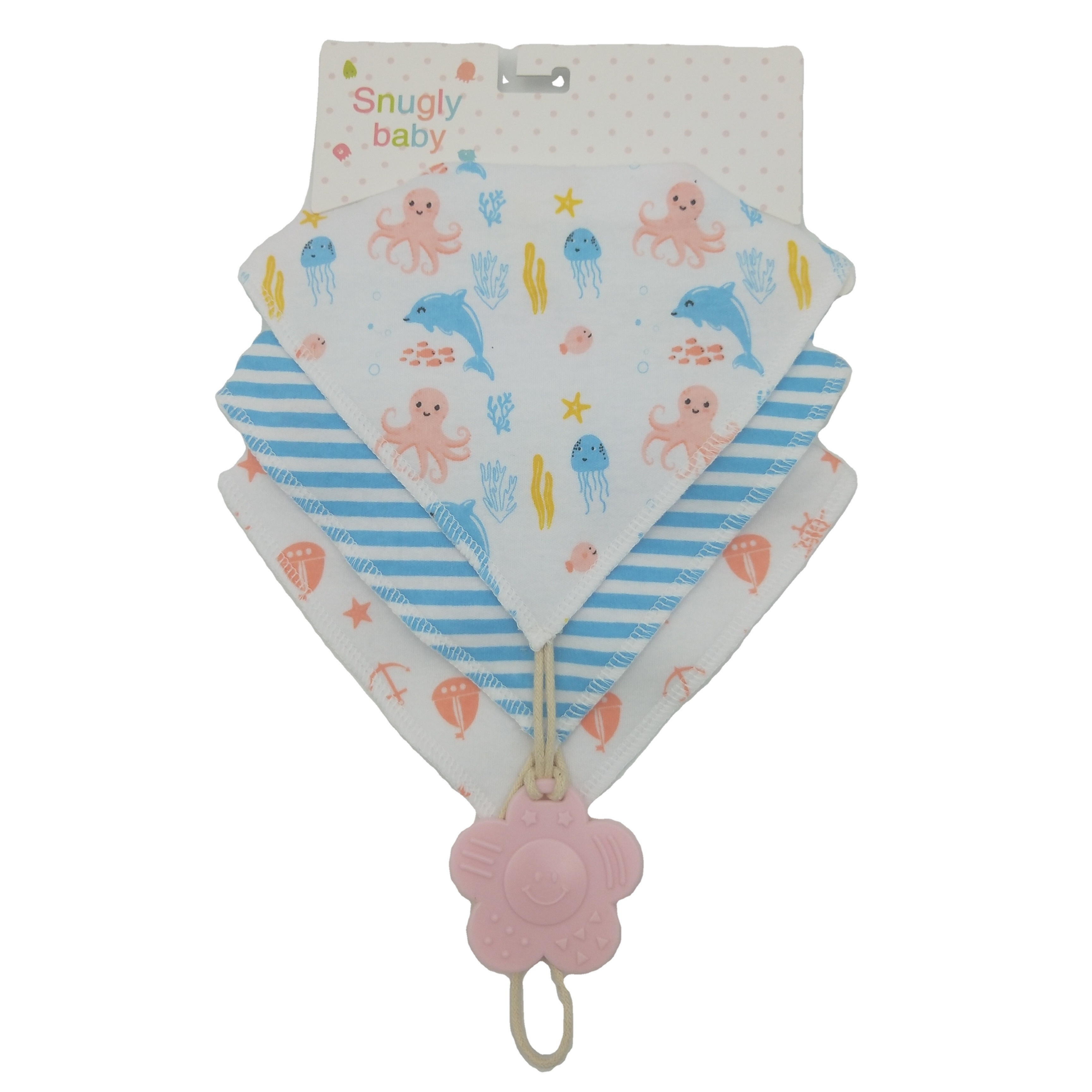Baby bandana bib with snuggle teether and soother newborn and infant baby used absorbent baby bibs cotton polyester fabric