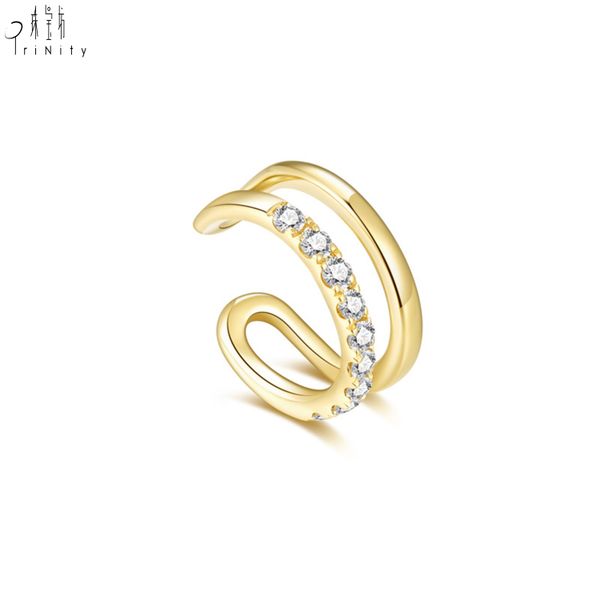 New Arrival Simple Elegant Ear Jewelry 18K Solid Gold Real Natural Diamond Earring Cuff For Women