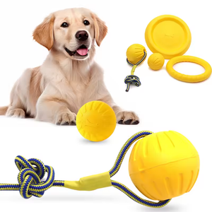 Wholesale Natural Floating Foam Ball Dog Flying Disc Throwing Interactive Ball With Rope Toy for Pet Training EVA Dog Chew Toy