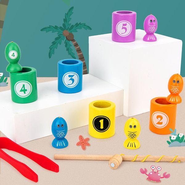 Zhiqu Digital Magnetic Fishing Bug Game New Design Children's Wooden Educational Early Education Floor Toy