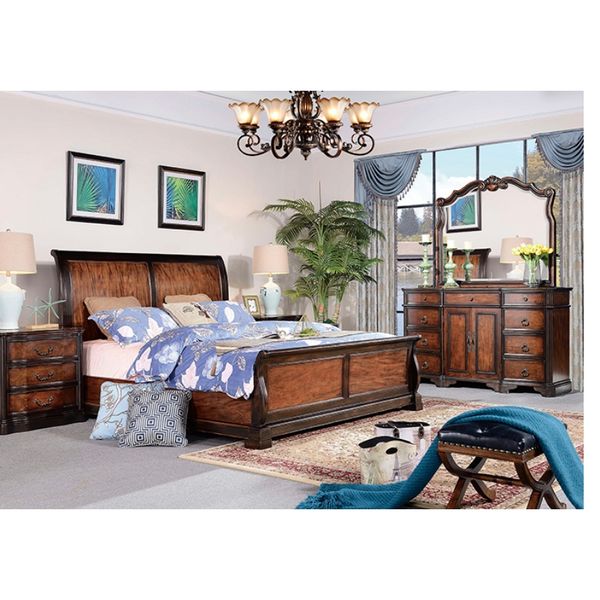 Wood King Bed American Style Classic Furniture Modern Bedroom Set Wooden Bed Furniture Home Bedside Table WA413