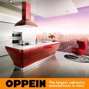 Guangzhou Manufacturer Oppein Smart Red Lacquer Kitchen Cabinet (OP12-L062)